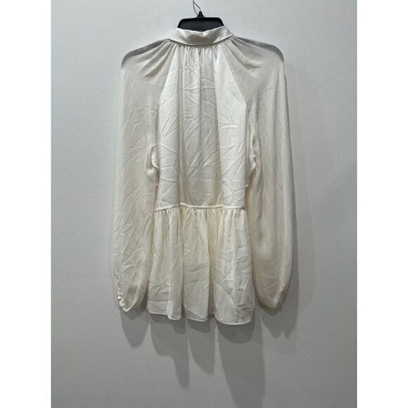 NWTD CINQ À SEPT Size M Evan Oversize Silk Top In Ivory MSRP $395 - Picture 8 of 15